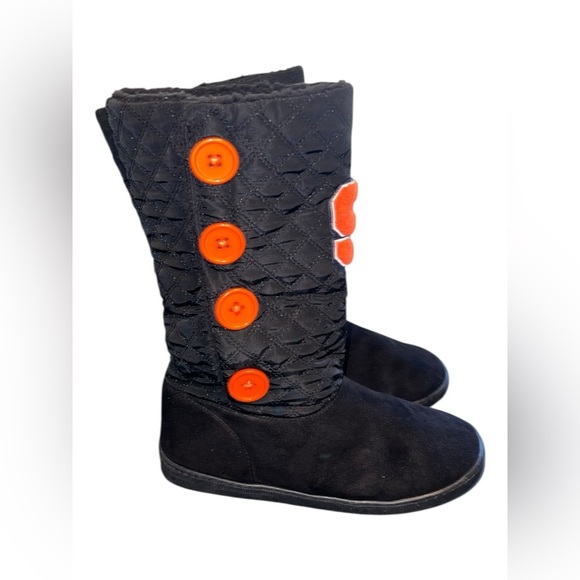 Syracuse University Quilted Black Orange Boots Size 9/10 - Picture 2 of 7